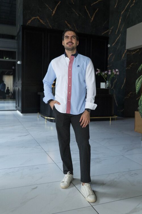 Alternative view of Camisa de combinaciones cielo, blanco, rosa y marino | FOR3478