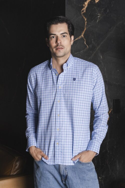 Camisa de cuadros cielo y blanco | FOR3493