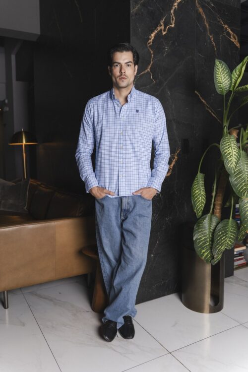 Alternative view of Camisa de cuadros cielo y blanco | FOR3493