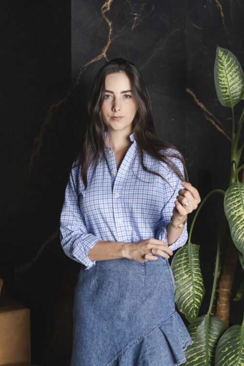Alternative view of Camisa de cuadros cielo y blanco | FOR3494