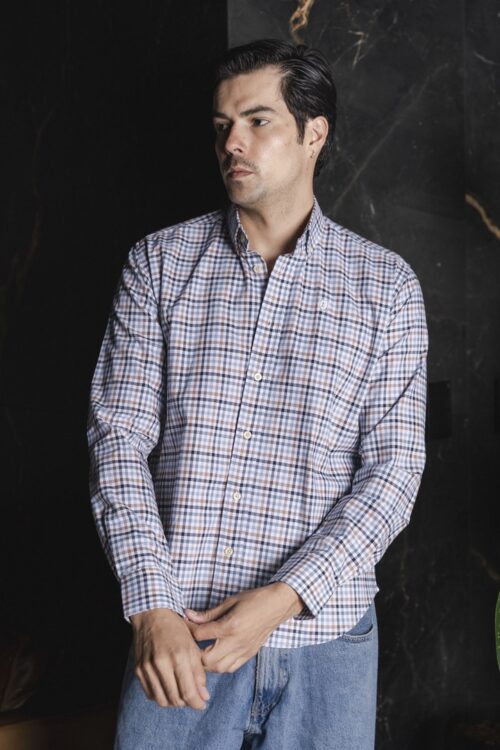 Alternative view of Camisa de cuadros azul y café | FOR3495