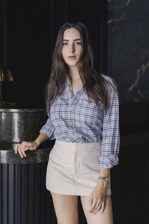 Camisa de cuadros azul y café | FOR3496