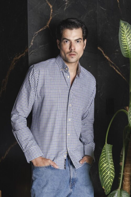 Camisa de cuadros verde y marino | FOR3497