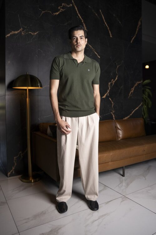 Alternative view of Playera polo punto tejido verde militar | POL0033
