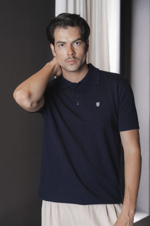 Playera polo punto tejido marino | POL0034