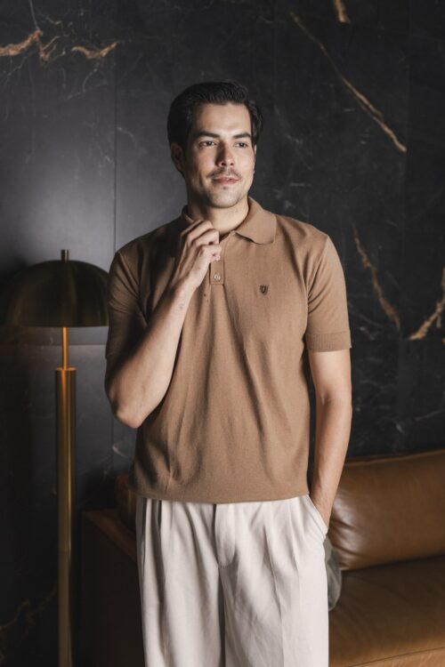 Playera polo punto tejido arena | POL0035