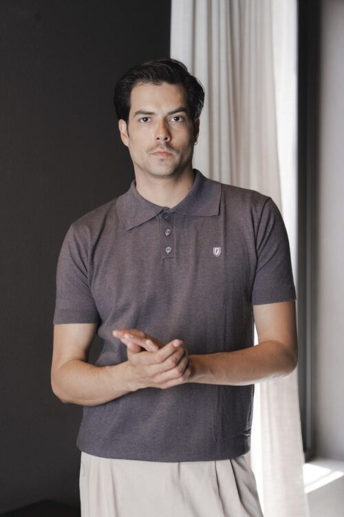 Playera polo punto tejido gris | POL0036